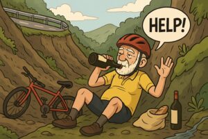 winecyclist (French Cyclist Survives Ravine Fall by Drinking Wine)